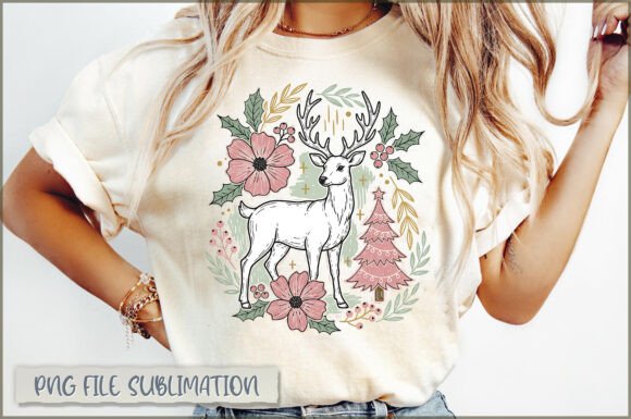 Boho Floral Christmas PNG: Editorial Illustrations