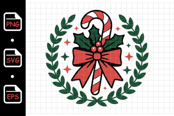 Christmas Candy Cane Wreath Illustrations Review