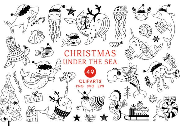 Christmas Sea Animal Png: Fresh Illustrations