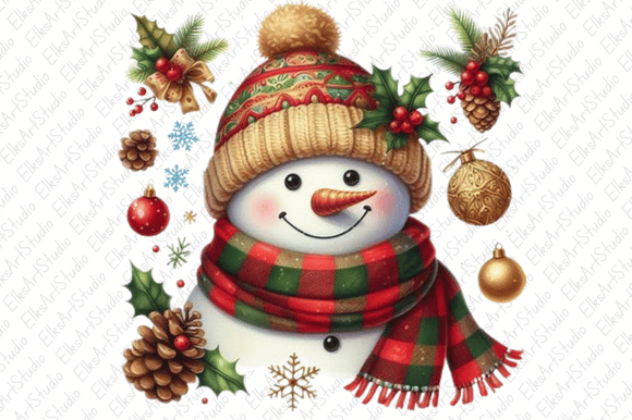 Christmas Snowma Clipart Sublimation Png: Illustrations