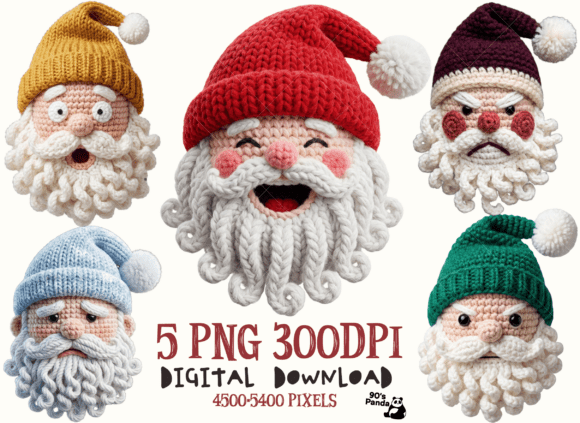 Crochet Christmas PNG Bundle, Santa Illustrations Review