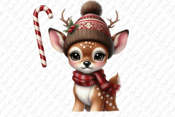 Cute Deer Christmas Clipart: Festive Illustrations