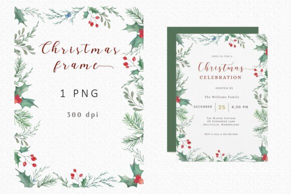 Festive Botanical Christmas Frame Illustrations Review