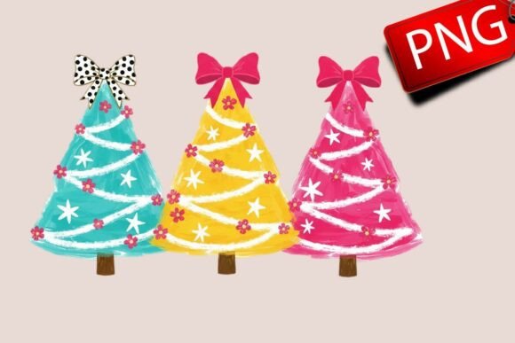 Merry and Bright Christmas Tree Coquette Illustrations