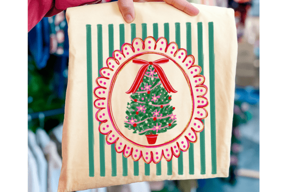 Preppy Christmas Tree PNG: Illustrations for Branding
