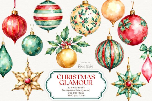 Review: Christmas Tree Ornament Glamour New Year Illustrations