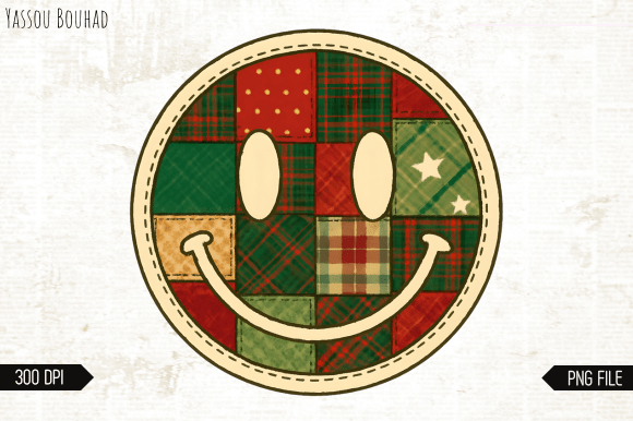 Review: Patchwork Smiley Face Christmas PNG for Illustrations