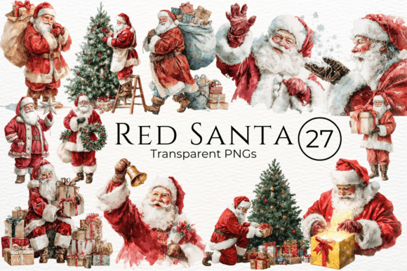 Reviewing Christmas Red Santa Watercolor Clipart for Stitching