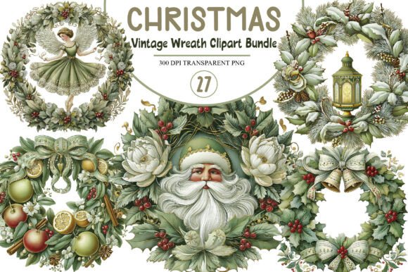 Reviewing the Vintage Christmas Wreath Clipart Bundle