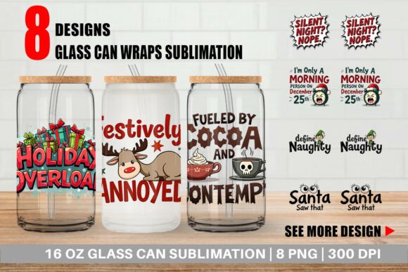 Sarcastic Christmas Glass Can Wrap Illustrations
