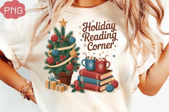 Seasons Reading Christmas Shirt: Festive Illustrations