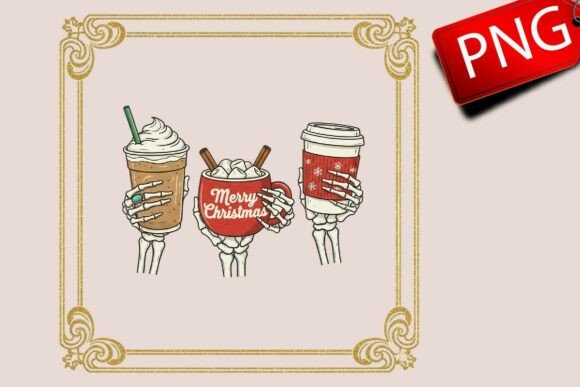 Skeleton Coffee Christmas Sublimation: Bold Illustrations