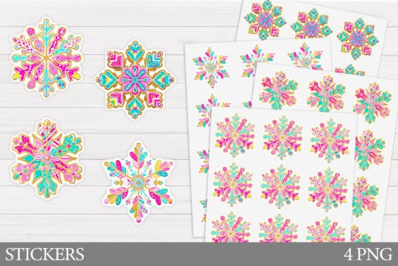 Snowflake Sticker: Festive Illustrations for Sellers