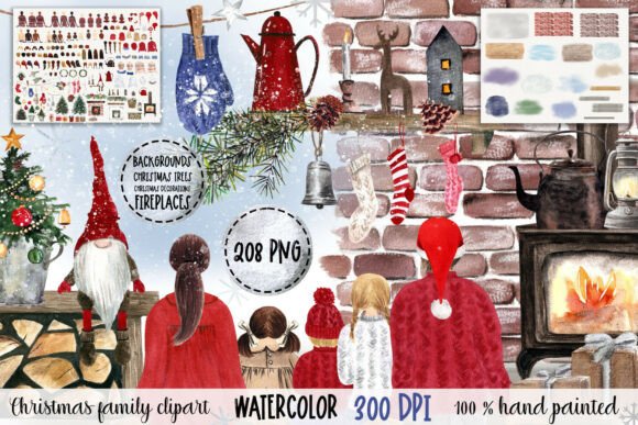 Watercolor Christmas Family Creator Illustrations