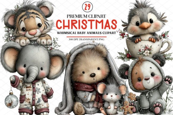 Whimsical Christmas Baby Animals Clipart: Illustrations Review
