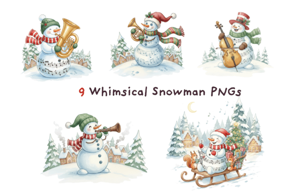 Whimsical Snowman Clipart for Festive Illustrations