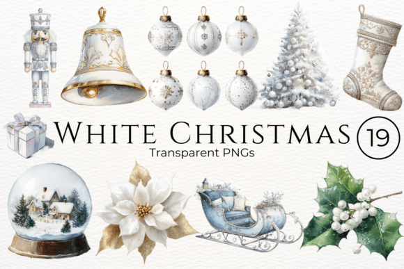 White Christmas Watercolor Clipart: Illustrations for Branding